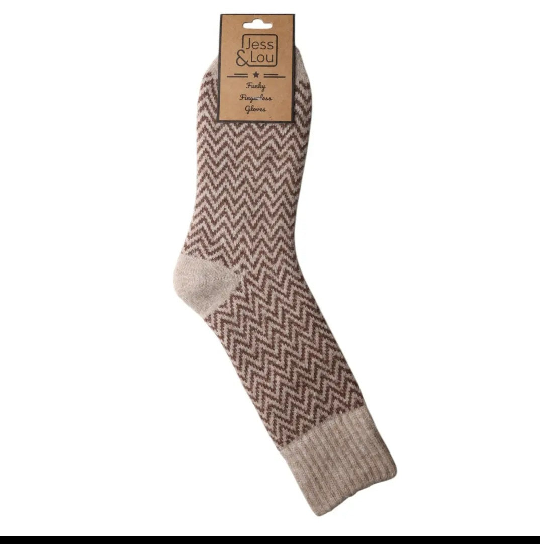 Cappuccino Herringbone cosy sock